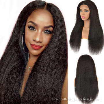 kinky straight Lace Frontal 6x6 Lace closure Wig Pre Plucked Human Hair Wigs 6x6 Lace Closure Wig For Women